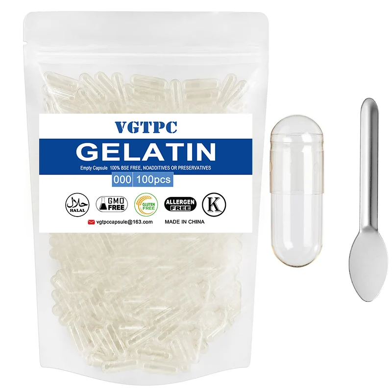 

100Pcs 000# 00# 0# Empty Capsules Hard Gelatin Pill Vitamins Hollow Transparent Separated Joined Capsules