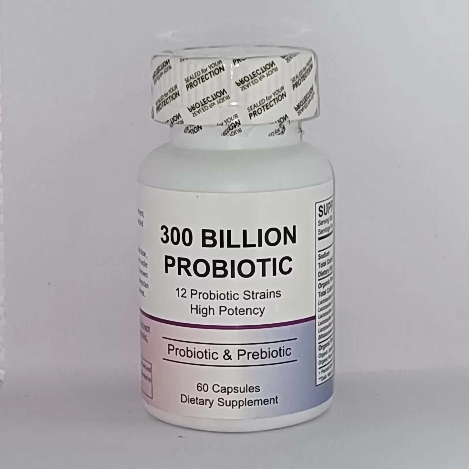 

1 bottle of probiotic capsules promote digestion improve energy levels Healthy food