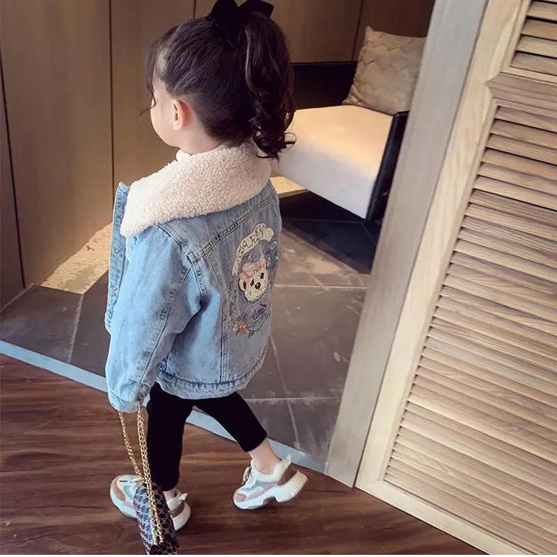 

Girls' Coat Winter Clothing 2022 New Children's Lamb Wool Fleece-Lined Thickening Denim Jacket Little Girl Autumn Winter Coat