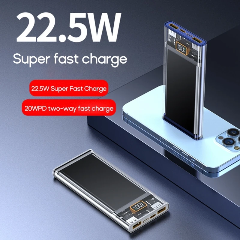 DIY Power Bank Case Battery Storage Box Quick Charge for Polymer 1260110 Battery Holder Fast Charging PD22.5W Alloy Case 20000mA Battery Storage Box Battery Holder Power Bank Case Battery Power Bank Box