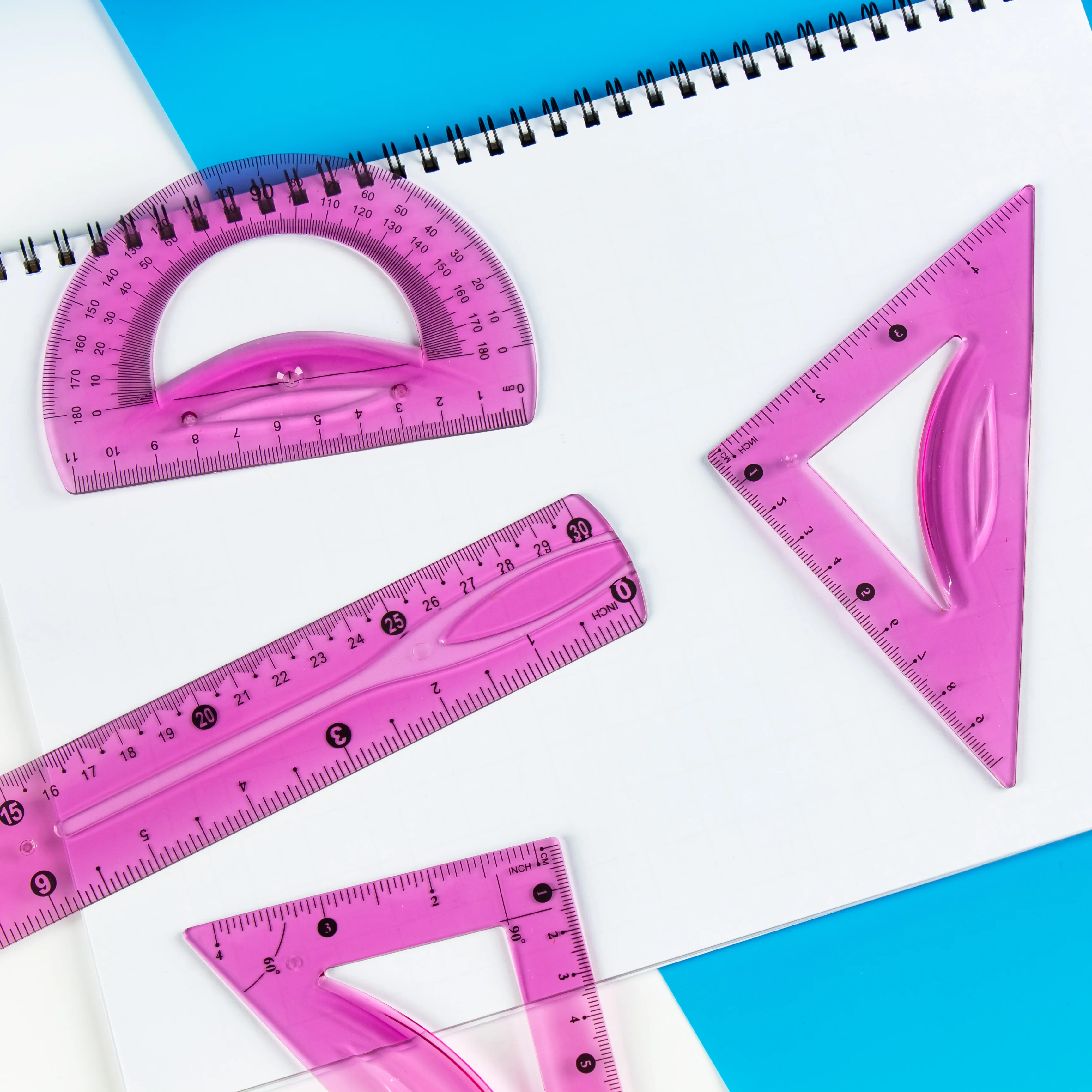 20cm 투명 소프트 자 4개 세트 ? 다양한 색상 옵션이 있는 다용도 측정 및 그리기 도구