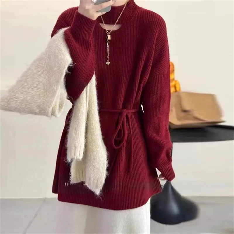 Women Autumn Winter Knitted Sweaters Long Sleeve Turtleneck