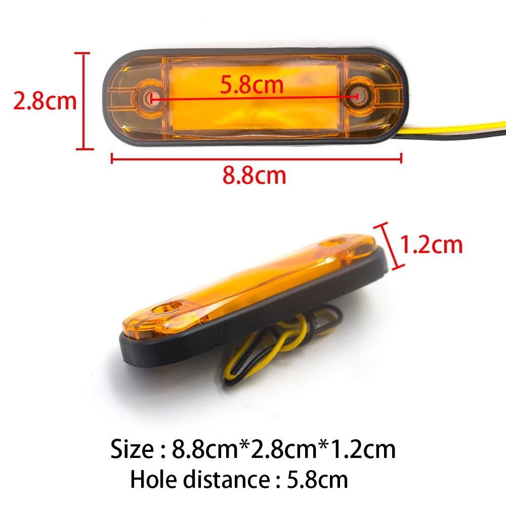 2PCS 12V 24V 4 LED Oval Clearance External Side Marker Warning Light Signal Brake Indicator Lamp Trailer Truck Lorry Bus Caravan