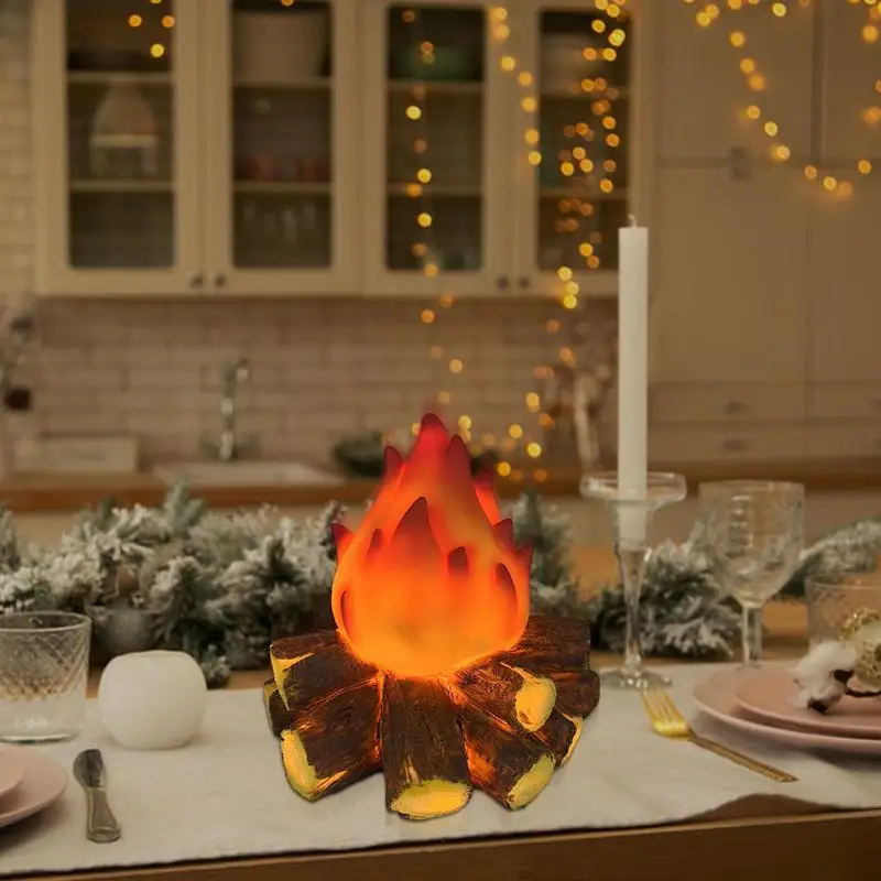 

Charcoal Flame Lamp LED Resin Simulation Charcoal Flame Atmosphere Lamp Modern Simple Battery Style Ornament Christmas Gift