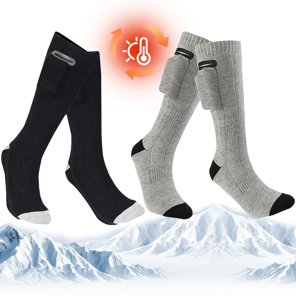 Electric Heated Socks Washable USB Rechargeable Heating Socks Winter Unisex 3 Modes Thermal Socks for Outdoor Skiing（NO Battery