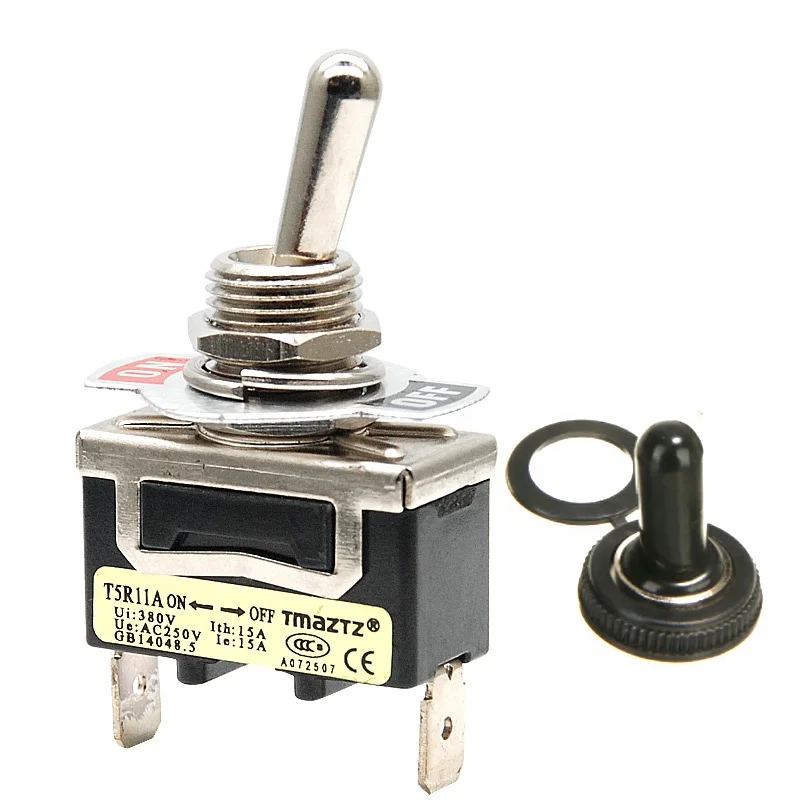 

Rocker Toggle Switch 15A 250V 20A 125V SPST 2 Pin ON/Off Switch Metal Bat Waterproof Boot Cover