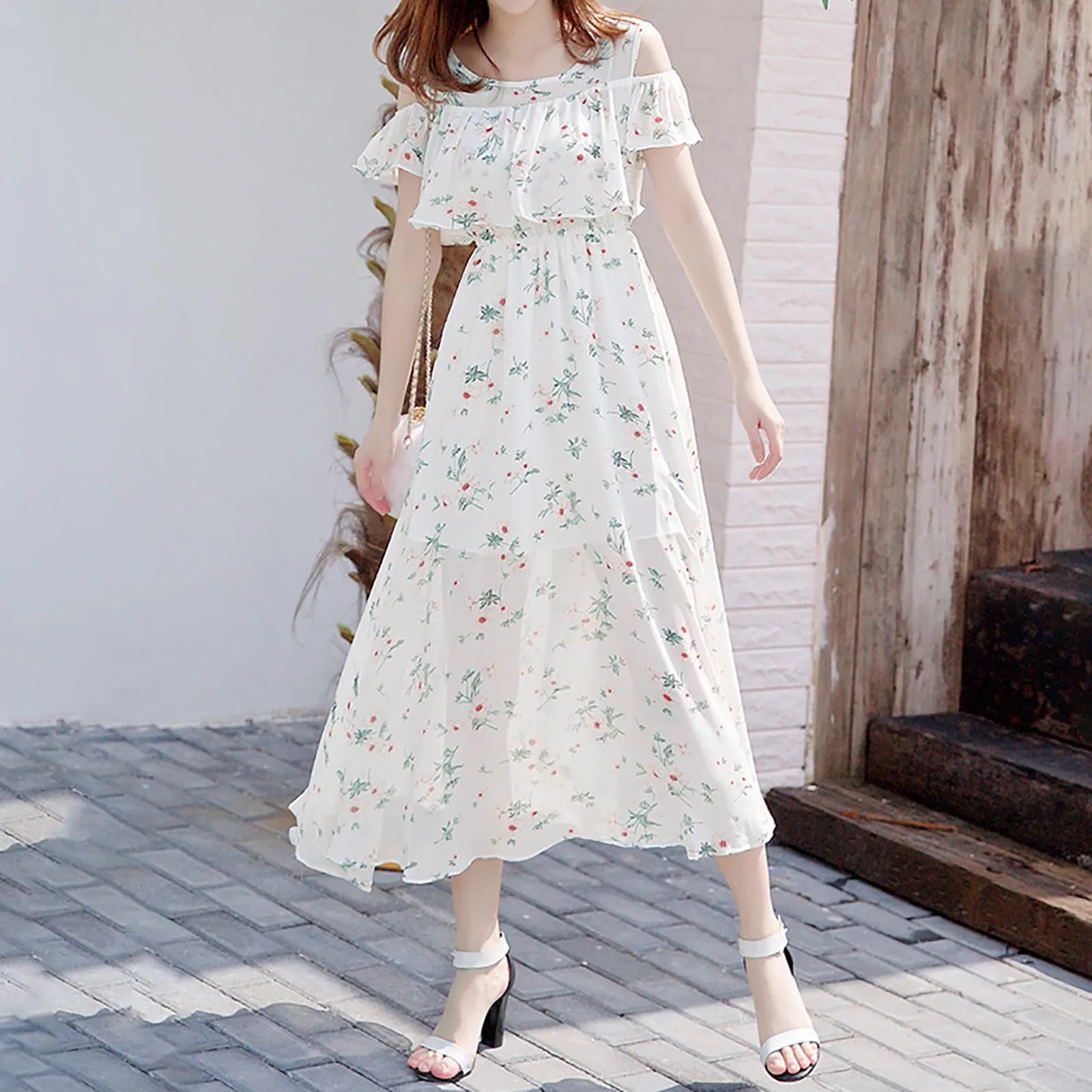 Ocean Bow Jacquard Ruffle Sleeve Short 2pcs Outfit
