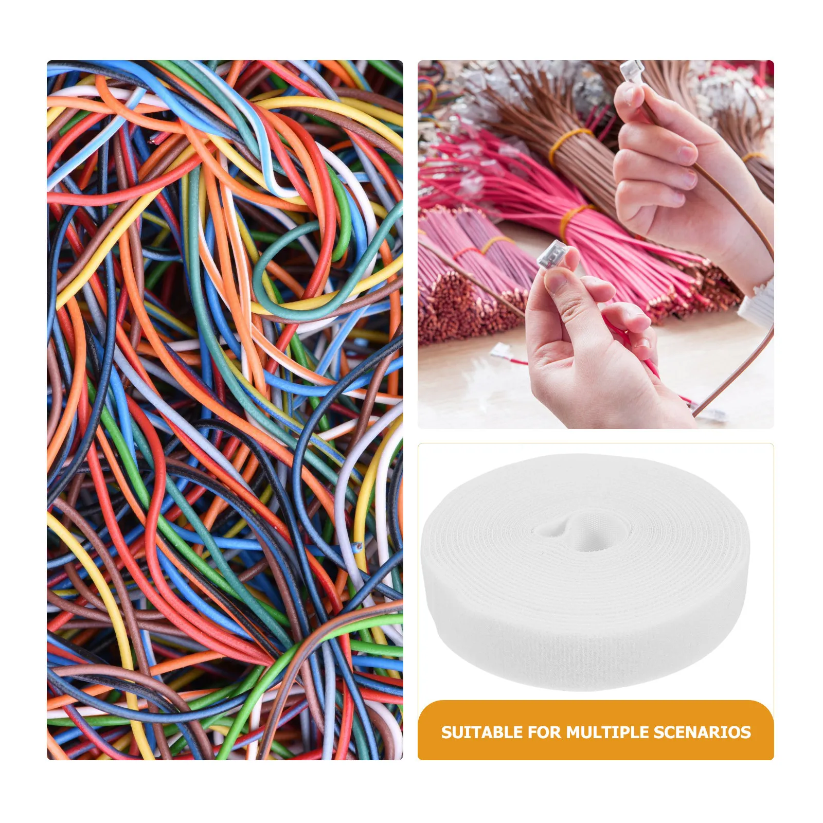 1롤 5M 유연 재사용 가능 케이블 정리 훅앤루프 코드 스트랩 자가 접착식 (조경, 자동차, 캠핑, 전원 코드용)