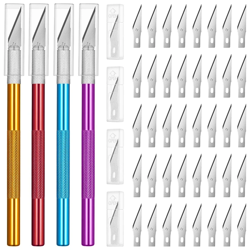 4 Pcs Craft Knife Hobby Knife With 40 Pieces Stainless Steel Blades Kit For Cutting Carving Scrapbooking Art Creation wood pellet machine