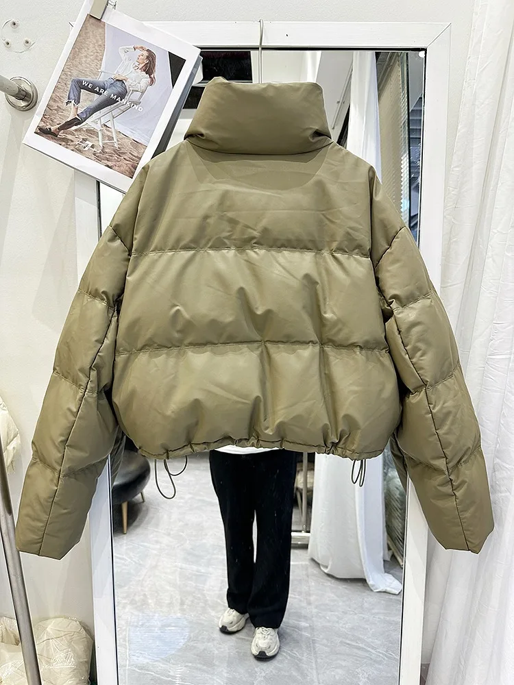 Winter Pu Leather Down Cotton Jacket Women Short Parkas 2025 New Cotton-Padded Jacket Women Warm Thick Cotton Coat Women Outwear