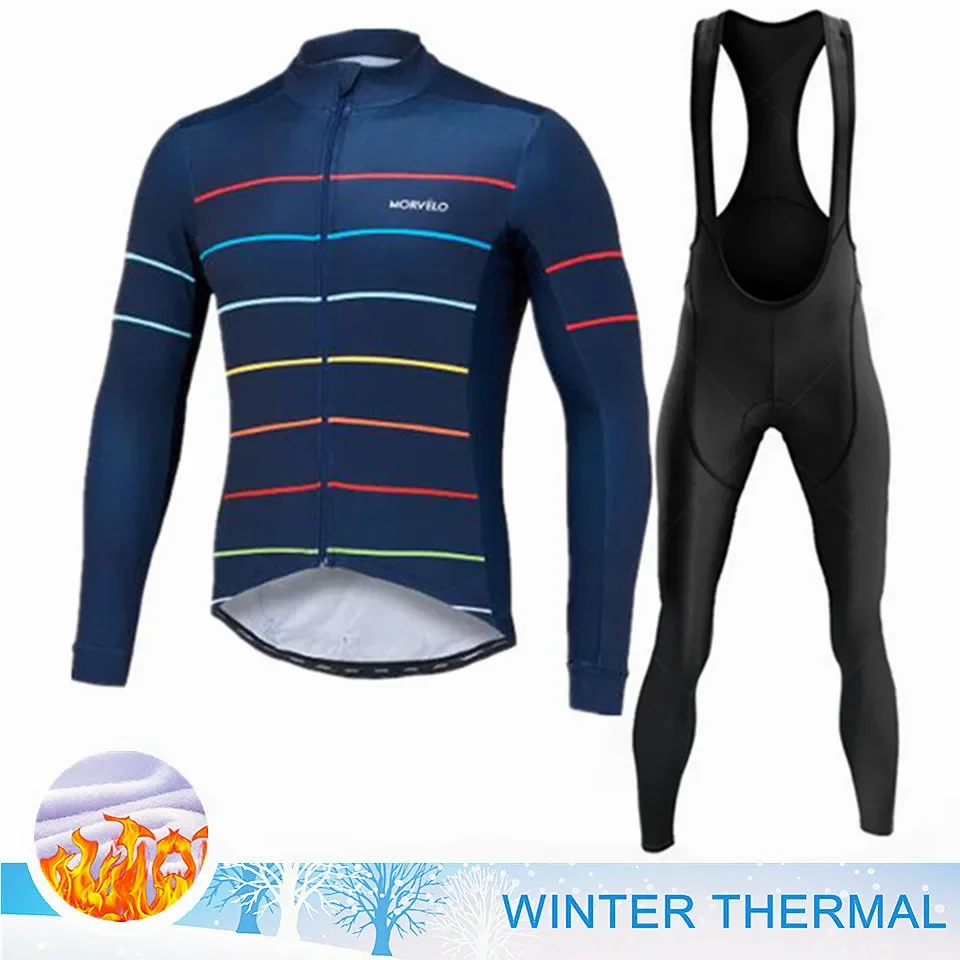 

2023 Morvelo Winter Cycling Clothing Long Sleeve Thermal Fleece Bicycle Jersey Set Mtb Warm Bike Jersey Set Ropa Ciclismo Hombre