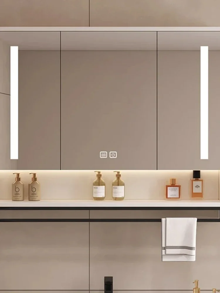 Nordic Smart Solid Wood Bathroom Mirror Cabinet Wall-mounted Dressing Mirror Shelf Lockers Simple Furniture Muebles Ba&ntilde;o FYBC