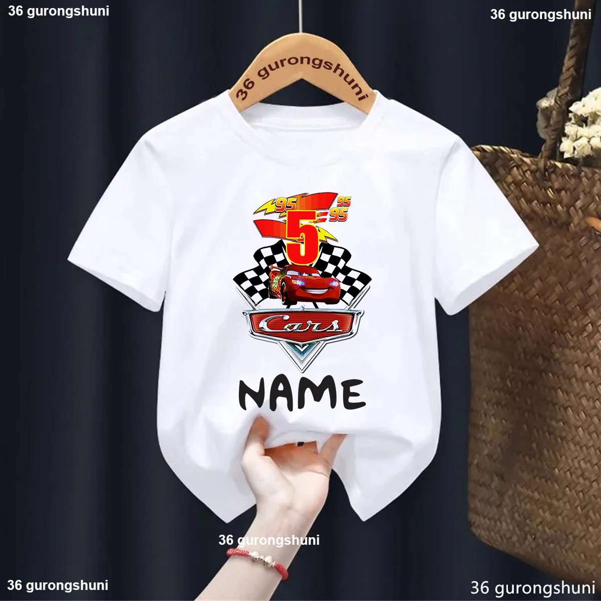 Cute Boys Tshirt, Car, Birthday Number 1-9 Years Boys T-Shirt Give Children'S Birthday Gifts Tshirt Personalized Name 5