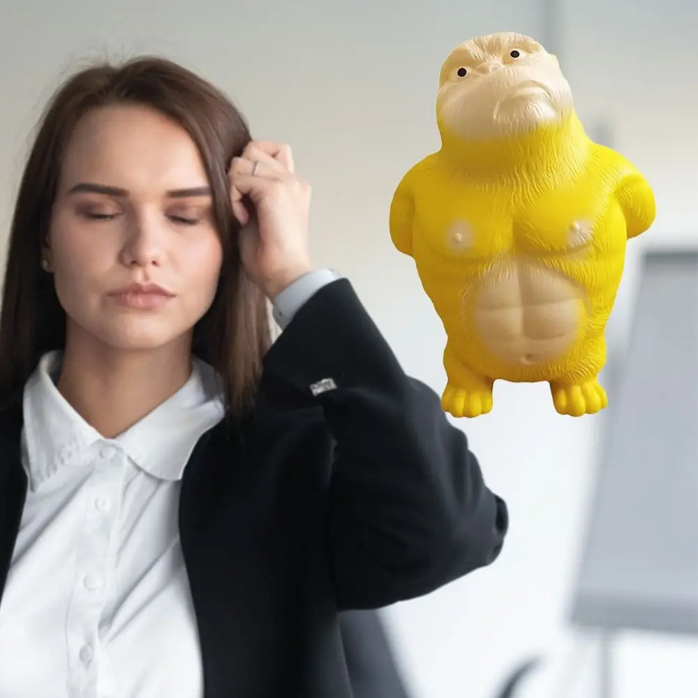 Yellow PVC Stress Relief Squeezing Toy Gorilla