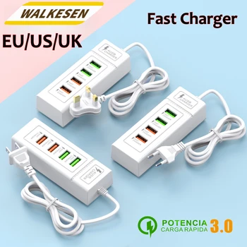 Caricatore da muro di tipo C per caricabatterie a ricarica rapida USB a 4 porte per iPhone Samsung Xiaomi Huawei Caricatore per telefono Adattatore di alimentazione con spina EU/US/UK