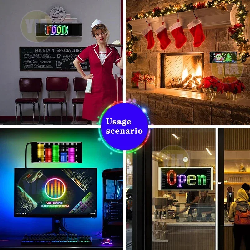 LED 픽셀 디스플레이 화면 앱 제어 LED 자동차 사인 스크린, 사용자 정의 텍스트 패턴, 애니메이션 프로그래밍 가능 LED 스크린, 16x32 픽셀