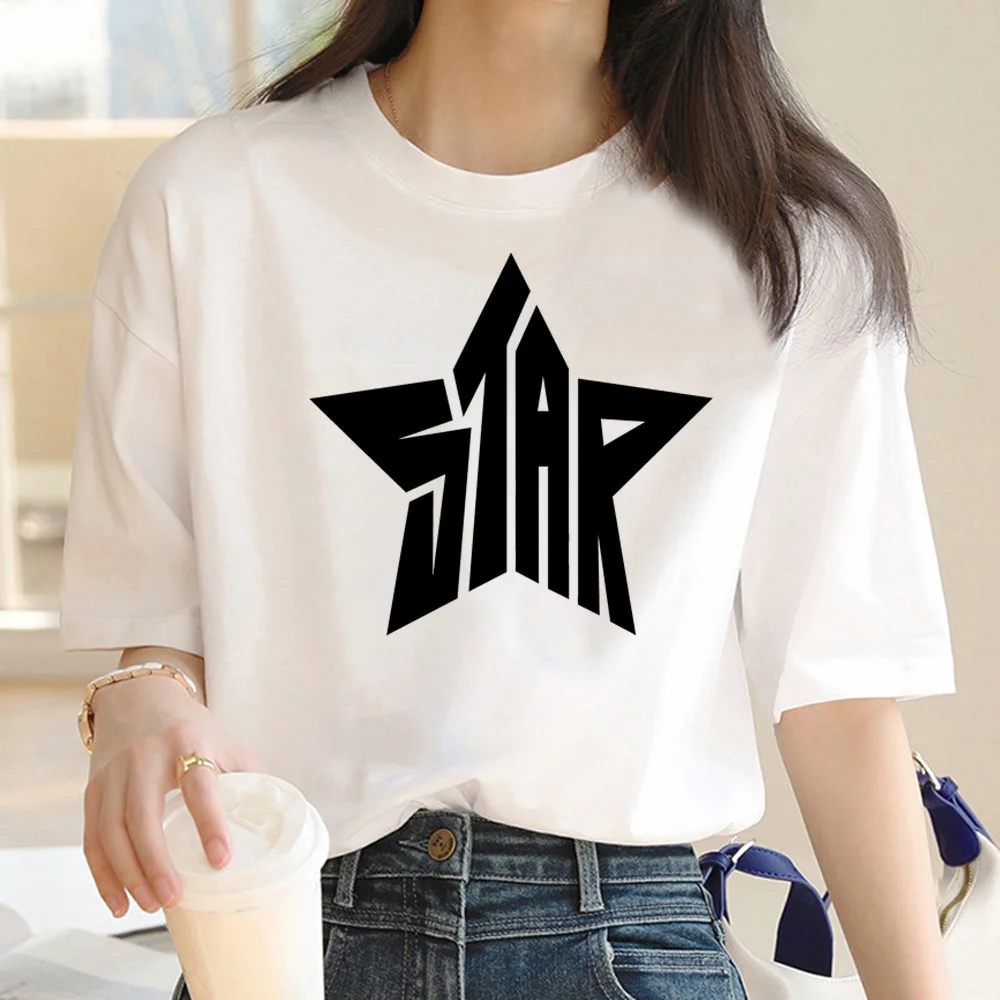

star print top women Y2K top girl 2000s comic clothes