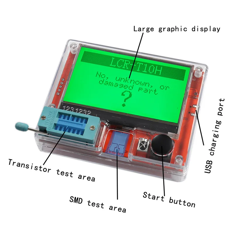 LCR-T10H TFT LCD Display Multi-meter Transistor Tester Diode Triode Capacitor Resistor Test Meter MOSFET NPN PNP MOS LCR-T4 digital multimeter transistor tester
