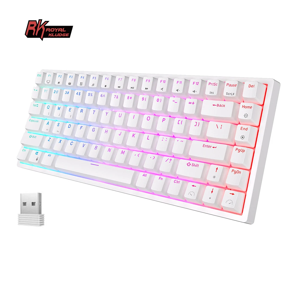 RK ROYAL KLUDGE RK84 75% RGB Triple Mode Mechanical Keyboard BT5.0/2.4G/USB-C 84 Hot Swappable Bluetooth Wireless Gamer Keyboard