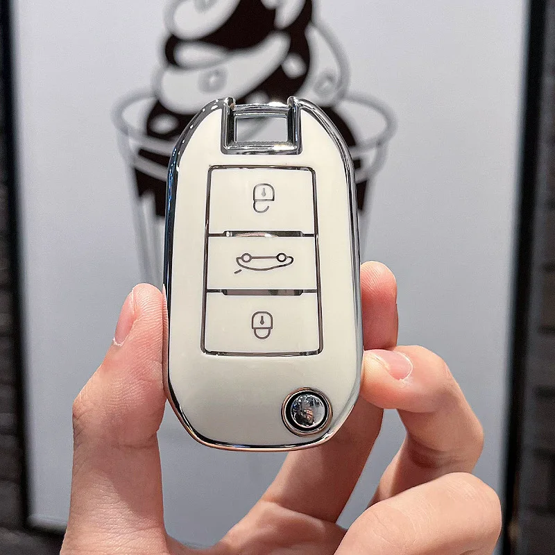 TPU Flip Folding Key Fob Cover Case For Citroen C3 C4 Berlingo For Peugeot 208 2008 301 308 3008 RCZ 508 408 2008 307 Key Case Cover Shell
