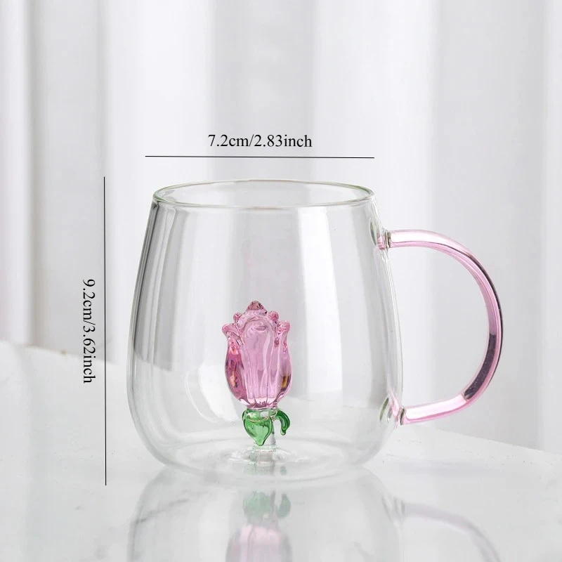 3D Creative Glass Cups Transparent Mugs With Handle Coffee Cup Cute Water Bottles Heat Resistant Milk Coupe Best Festival Gifts