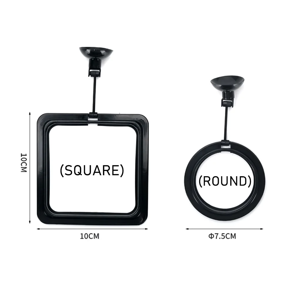 Aquarium Feeding Ring Fish Tank Station Floating Food Tray Feeder Square Circle Accessory Fish Food Suction Cup Black