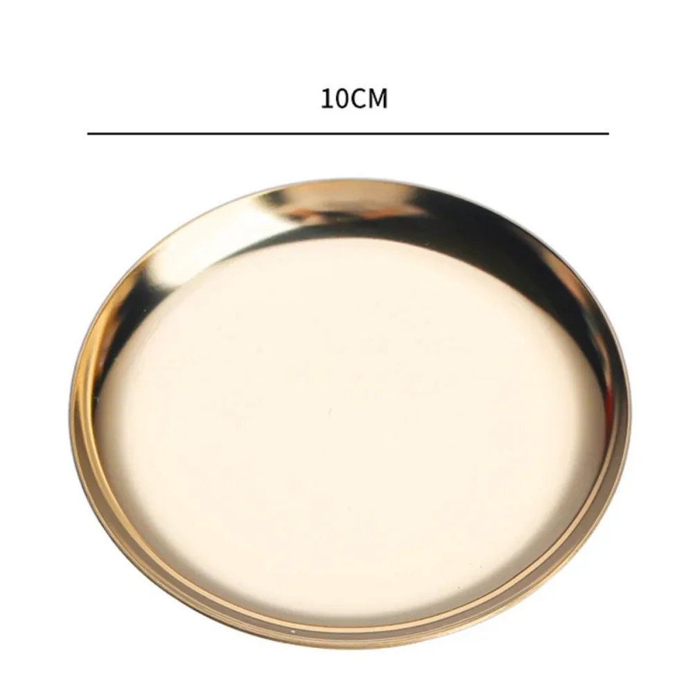 Ins Stainless Steel Round Storage Tray Desktop Cosmetics Metal Tray Photo Ornament Jewelry Storage Tray 6