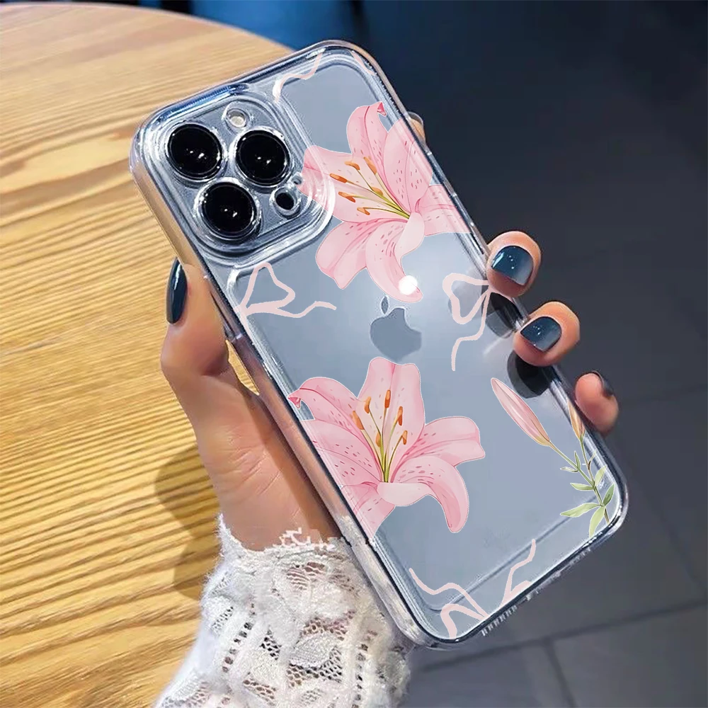 Floral Shockproof Transparent Silicone Phone Case