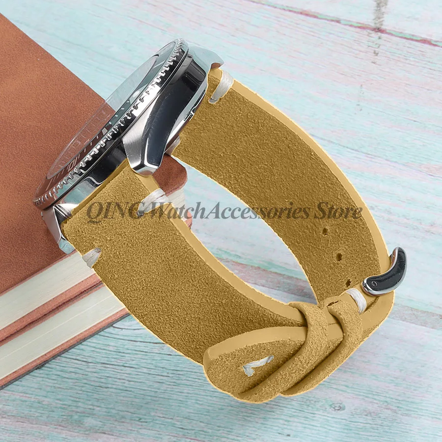 Vintage Blue & Brown Suede and Leather Watch Strap with Quick Release