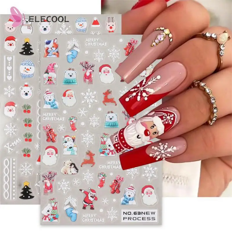 

Nail Stickers Clear Pattern Does Not Hurt The Armor Surface Christmas Stickers Preferred Material Elk Cartoon Stickers Snowman