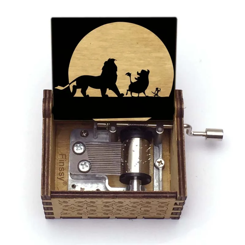 color print Lion King can you feel the love tonight Music Box Hand Wooden Musical Christmas Birthday Gift Decoration
