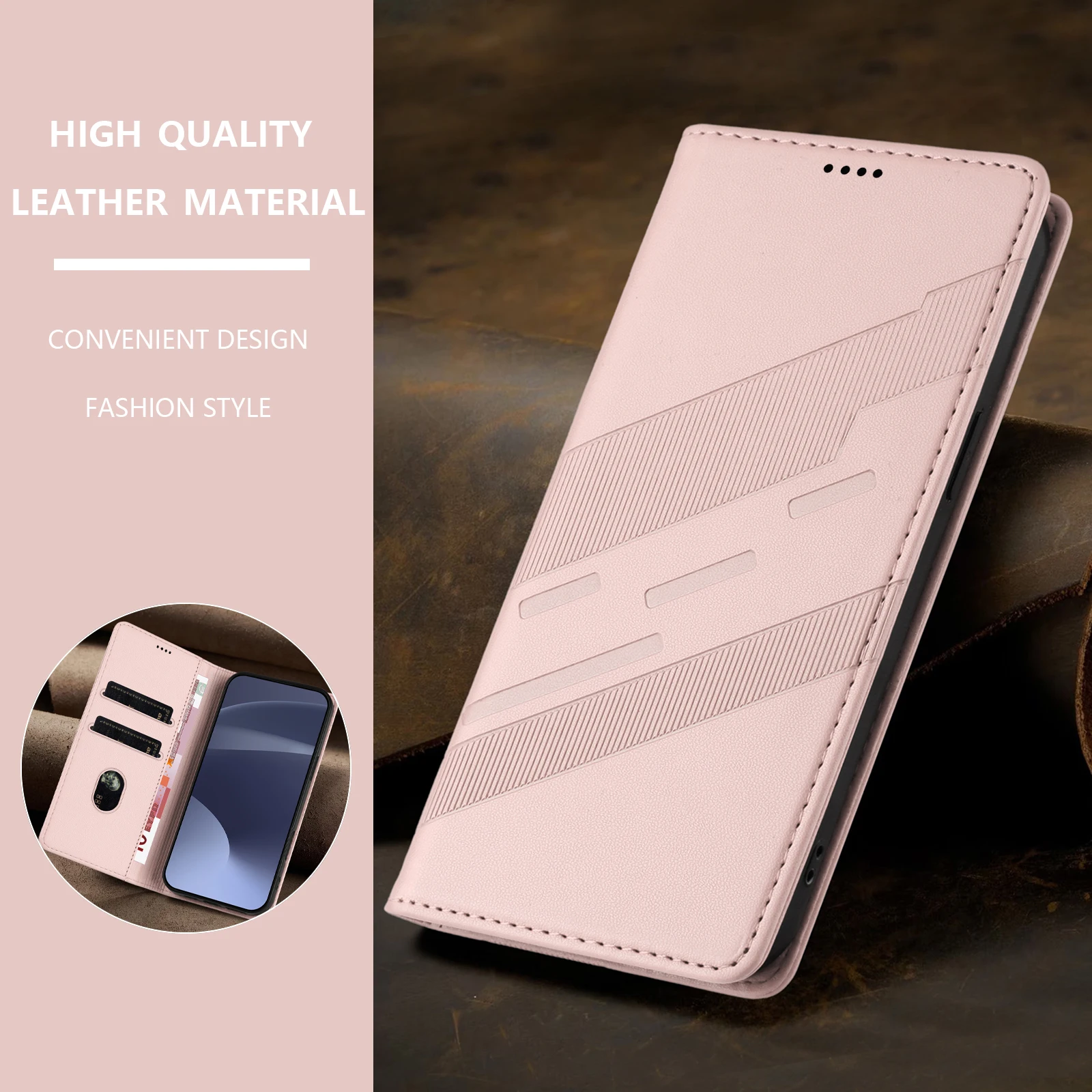 Luxury Leather Retro Wallet Flip Case with Magnetic Closure - Full Coverage Phone Cover