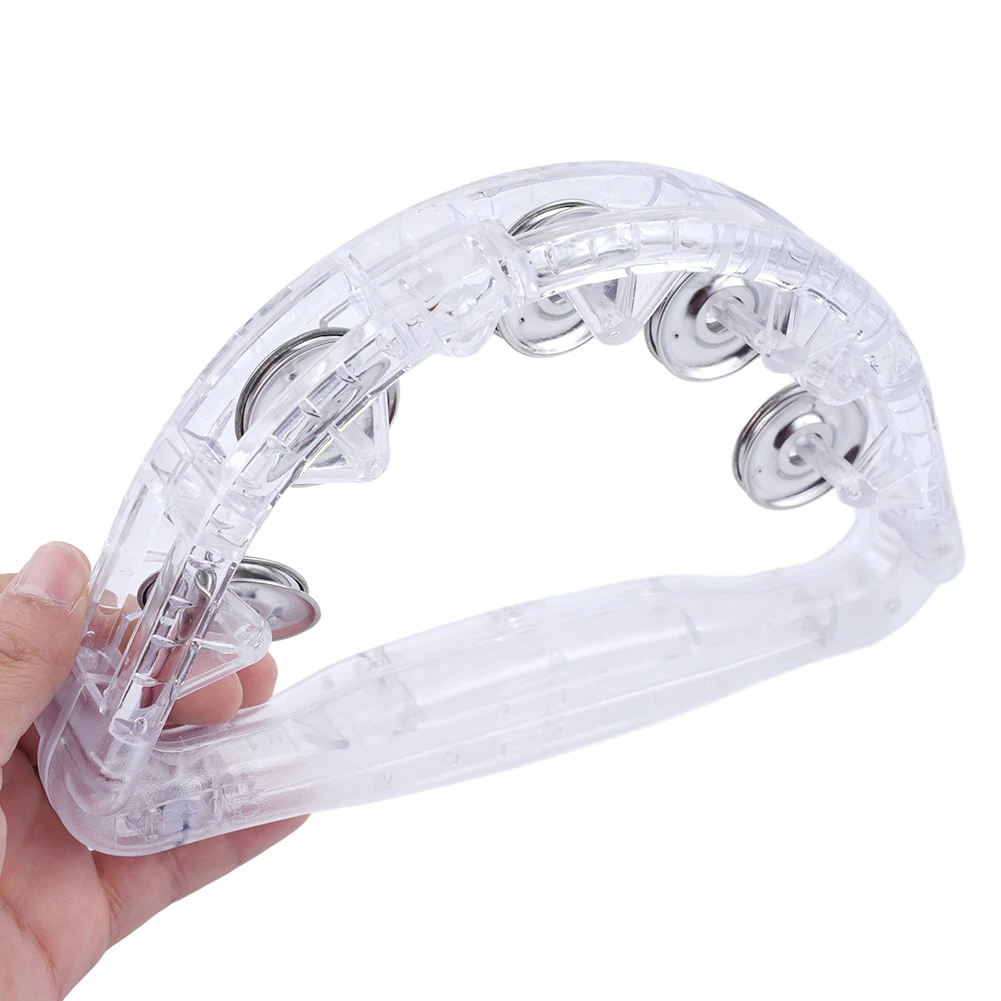 Flashing Tambourine LED Light Up Sensory Toy Musical Instrument Shaking Noisemakers Three Color Light Fast Flash 1x