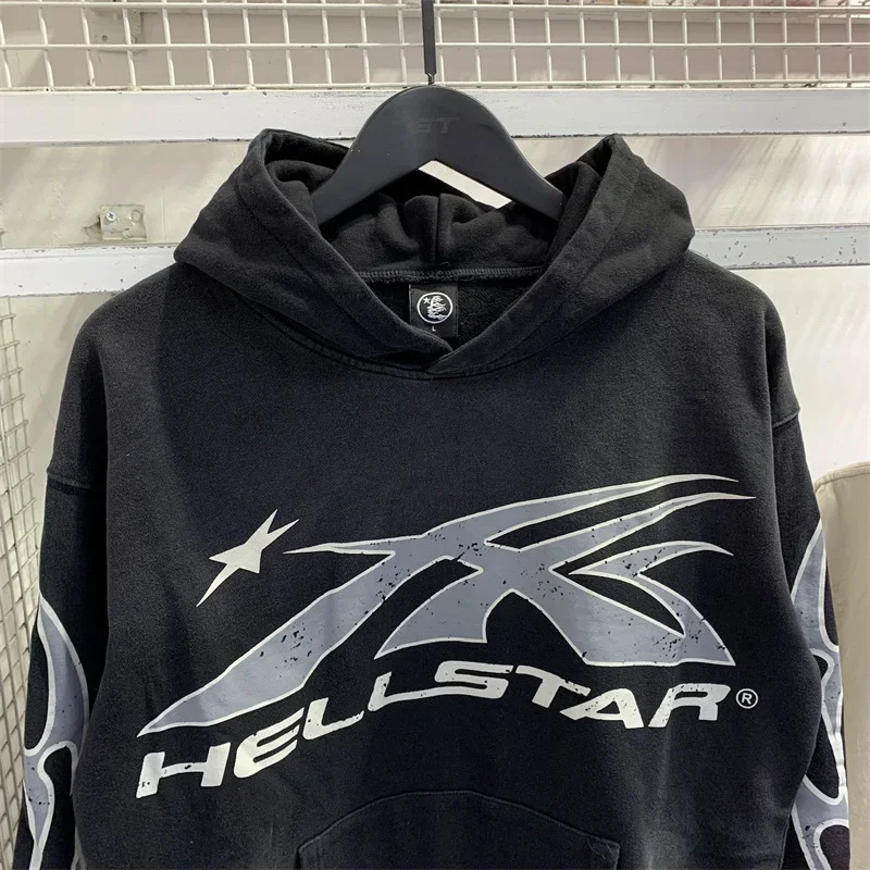 

Logo ing Hellstar Hoodies Men Women High Quality Black Pure Cotton Streetwear Pullovers