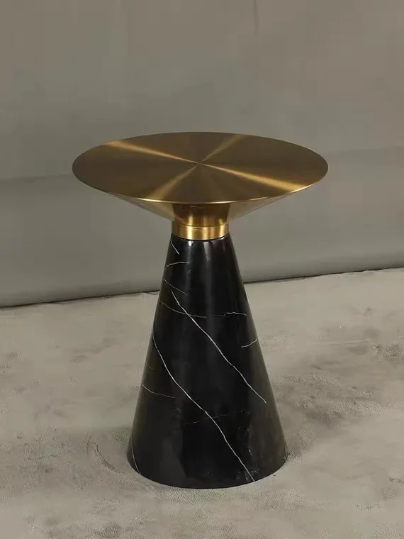 High Quality Nordic Luxury Home Furniture Style Side Table Marble Base Stainless Steel Gold Top Center Coffee Table