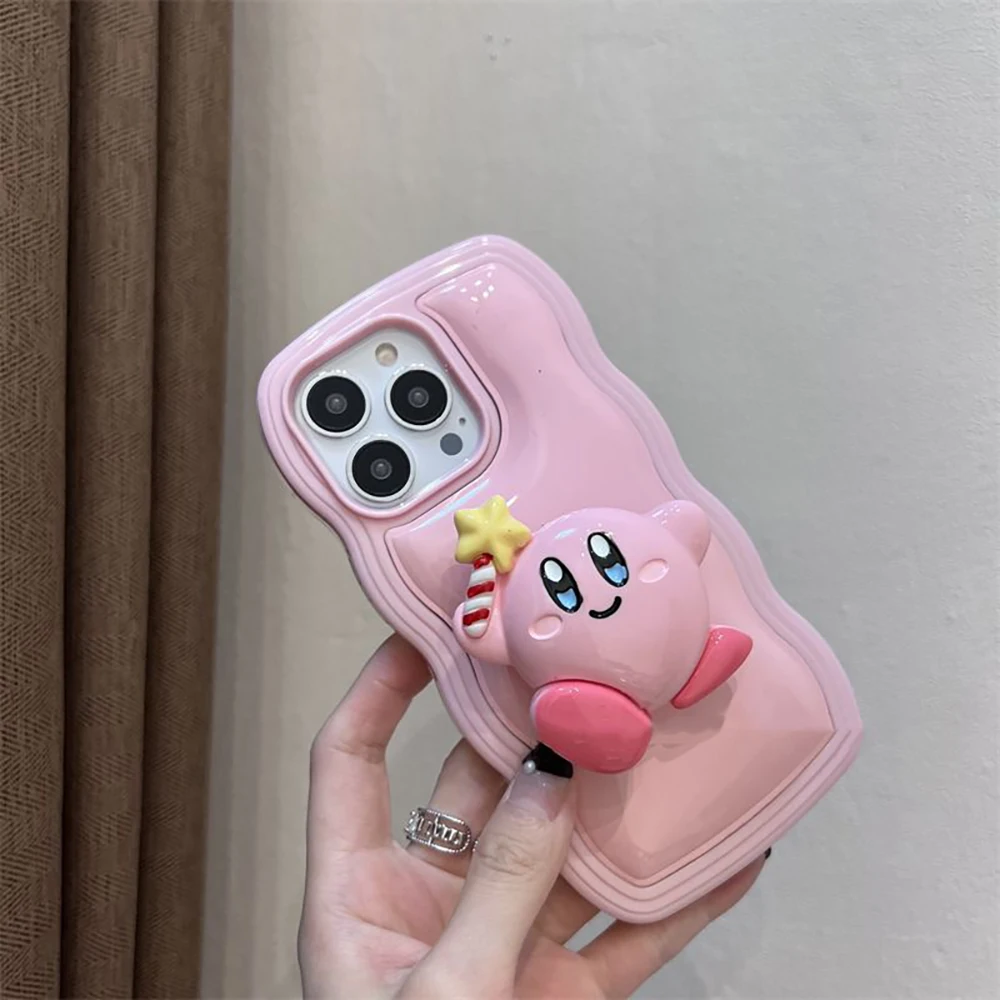 

Cartoon Cute Star Kirby Kawaii Magic Mage Phone Holder Game Anime Phone Stands Good Gifts helper for Learning Watching