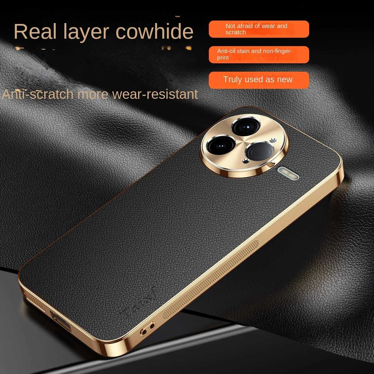 Luxury PU Leather Plating Lens Protective Back Cover Case - Premium Phone Shell