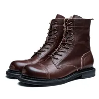 Men's Basic Boots Man Casual shoes Genuine Leather Retro Handmade Boots Male Ankle Boots Lace up shoes Design men's boots 1