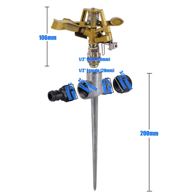 1/2"Male Thread Rotating Rocker Sprinkler Adjustable Impact Sprinkler Lawn Garden Park Orchard Field  Irrigation Watering Nozzle 2