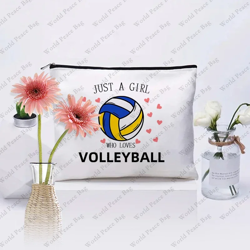 1 pc just a girl who love Volleyball pattern Makeup Bag,Makeup Bag for Teen Girls Sister Birthday Gift IdeasTeen Gifts 6