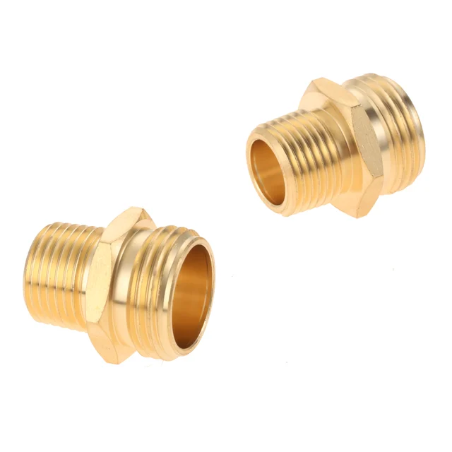 2Sets 3/4 "Ght Hím - 1/2" Npt Szilárd Sárgaréz Kerti Tömlőszerelvények Adapter Nagy Teherbírású Csaptelep Vezető Csatlakozó - Image 5