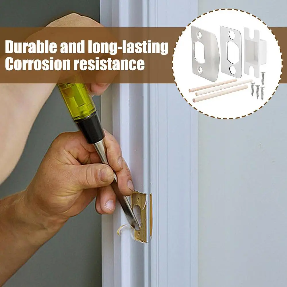 Description Picture 3 of itemStrike Plates For Exterior Doors Steel Door Lock Security Strike Plate Stainless Steel Door Strike Plate With Shims And Wooden