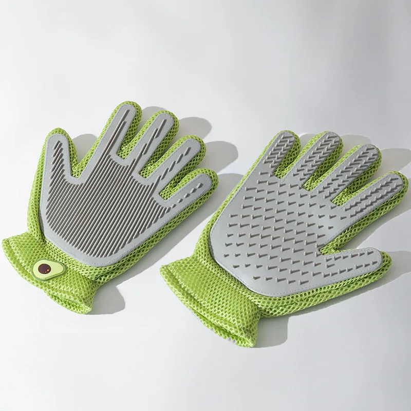 1pc Dogs Grooming Glove Silicone Fabric Cats Brush Comb Shedding Hair Gloves - PeticaDeals
