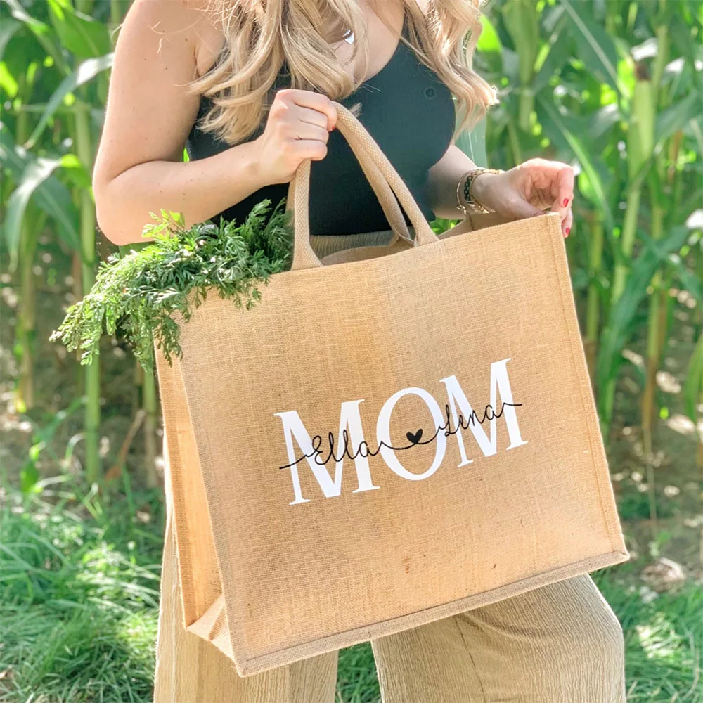 Personalized Jute Bag Bridesmaid Gift Bag Custom Burlap Tote Bag