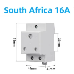 Universal Din Rail Modular AC Power Socket Adapter - 16A 220V Connector, Grey (South Africa 16A)