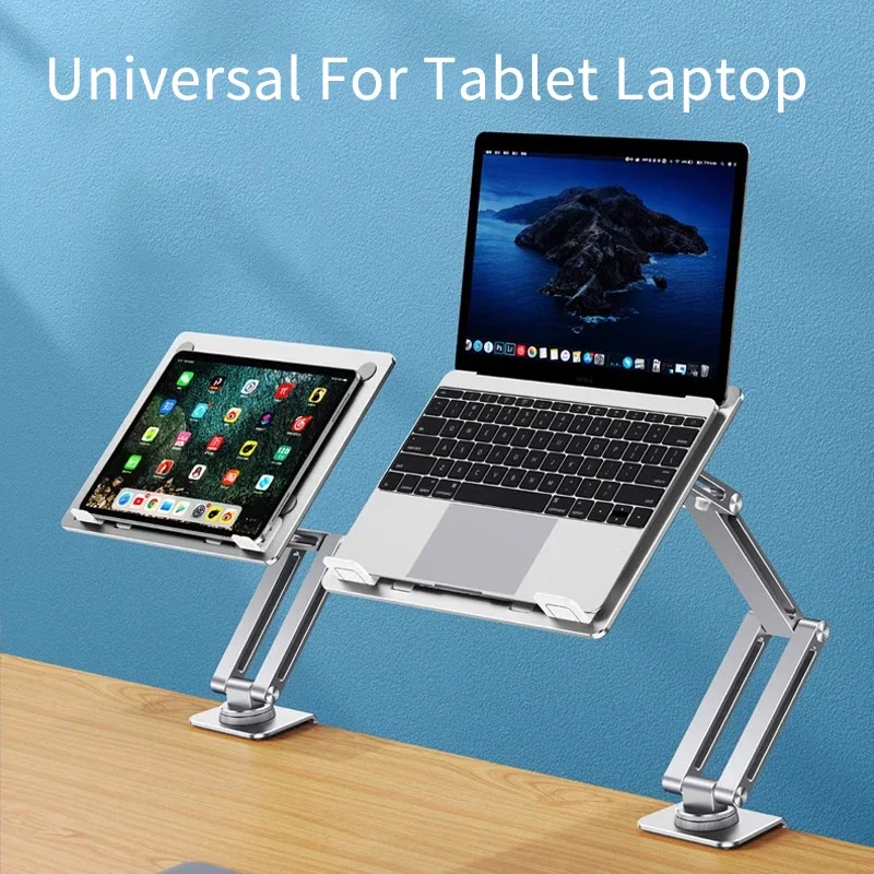 Eary Aluminum Clip Laptop Stand Mount For Desk With 360 Rotatable Long Arm Foldable Adjustable Compatible For Tablet Ipad Books