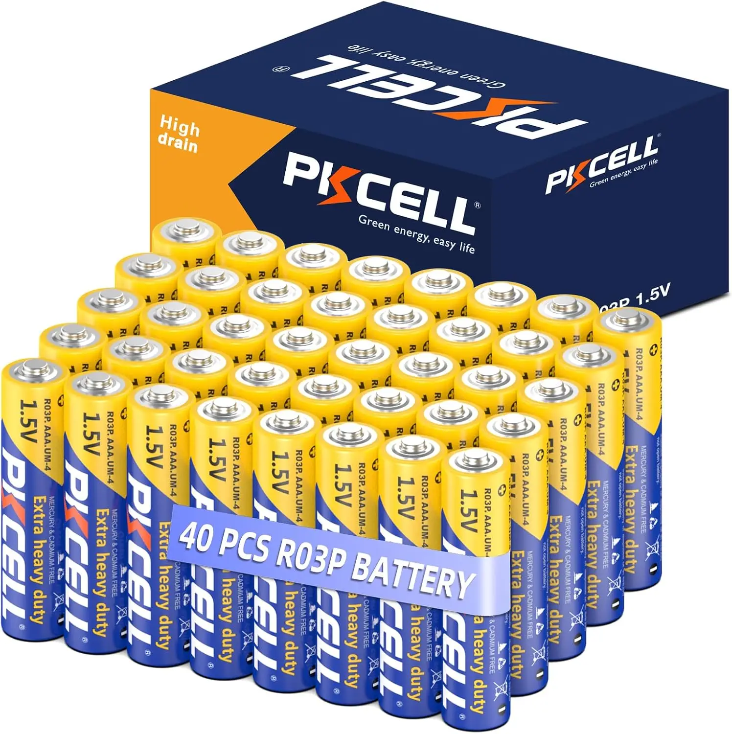 PKCELL AAA Batteries 40 Pack for Toys Watches Electric Calculator