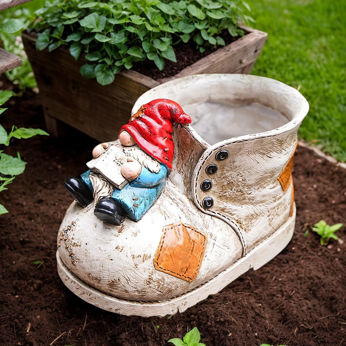 1PC, boot-shaped succulent vase, succulent flowerpot, hand-painted decorative flowerpot made of colorful resin material