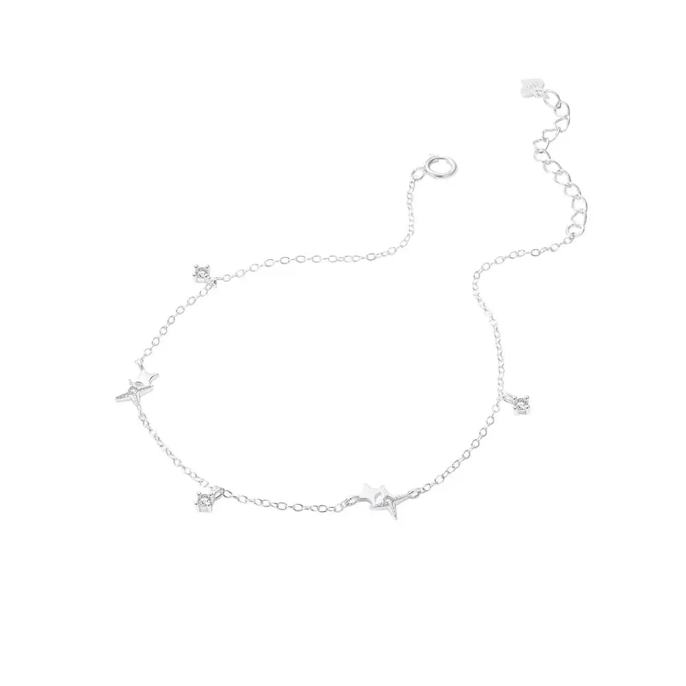 925 Sterling Silver Anklet for Women Foot Fashion Jewelry Summer 18K Gold Zircon Party Gifts
