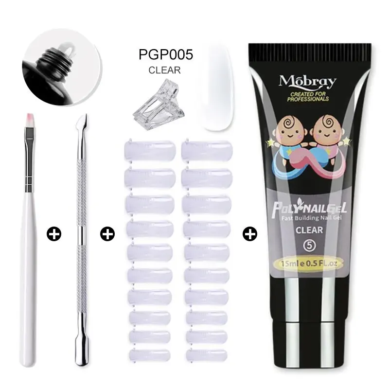 15ml Nail Gel Set Full Manicure Kit Poly Nail Gel Set Quick Extension Nail Kit Gel Building Poly Gels Set For Nails Tool Kit 5